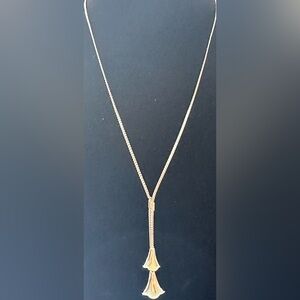 AVON Silver and Gold Floral Pendant Necklace